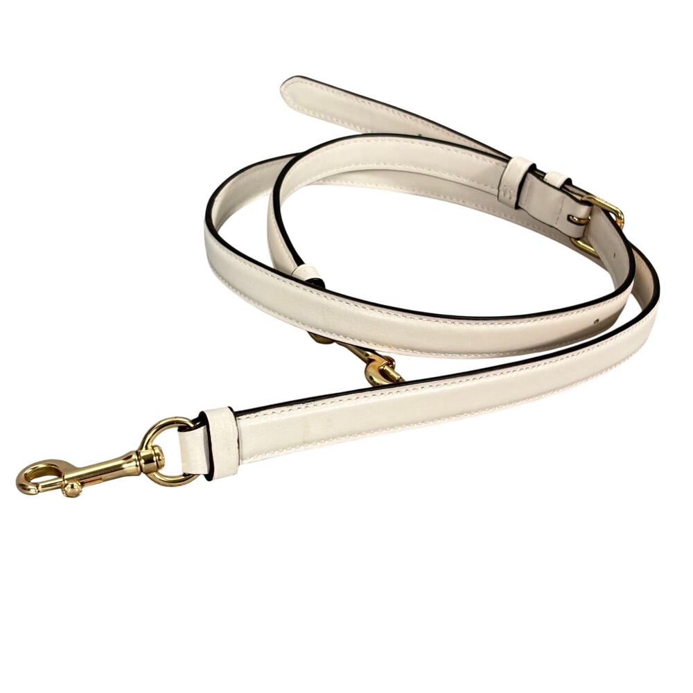 Coach Ivory Leather Adjustable Crossbody Bag Strap Gold Hardware 46”